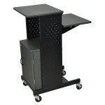 4 Shelf Wood and Metal Presentation Cart with Laptop Tray