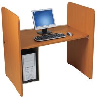 Office H Carrel Computer Desk / Workstation - Medium Oak