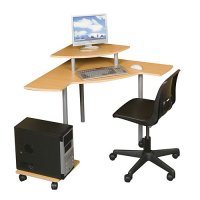 39 1/2 Inch Right Corner Computer Desk / Workstation - Teak