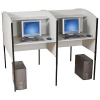 Adjustable Double Study Carrel Computer Desk / Workstation - Gray