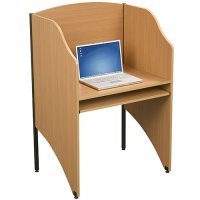 Study Floor Carrel Computer Desk / Workstation - Teak