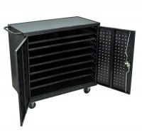 Ipad Tablet or Laptop Storage Cart with 24 Compartments and Outlets