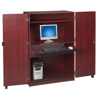 35 1/4 Inch Office In A Box Computer Desk / Workstation - Mahogany