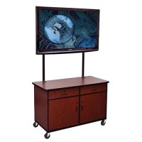 Mobile Wood Cabinet with Flat Screen TV Stand - Black Cherry